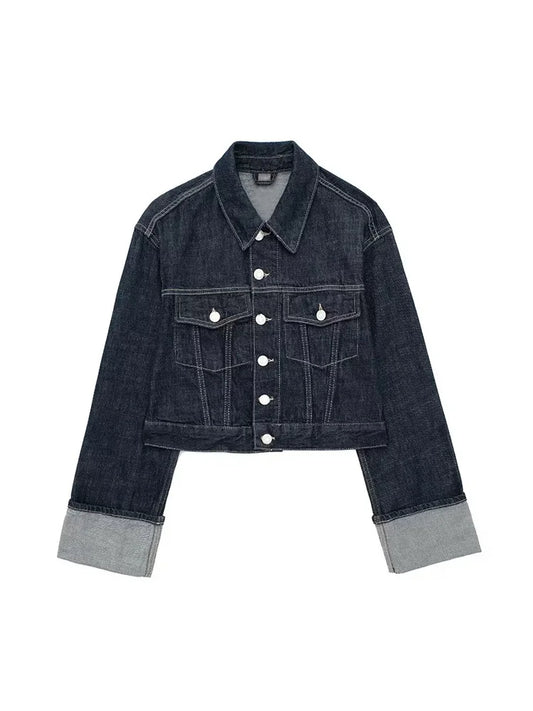 Blue Denim Dream Single-Breasted Jacket for Effortless Style