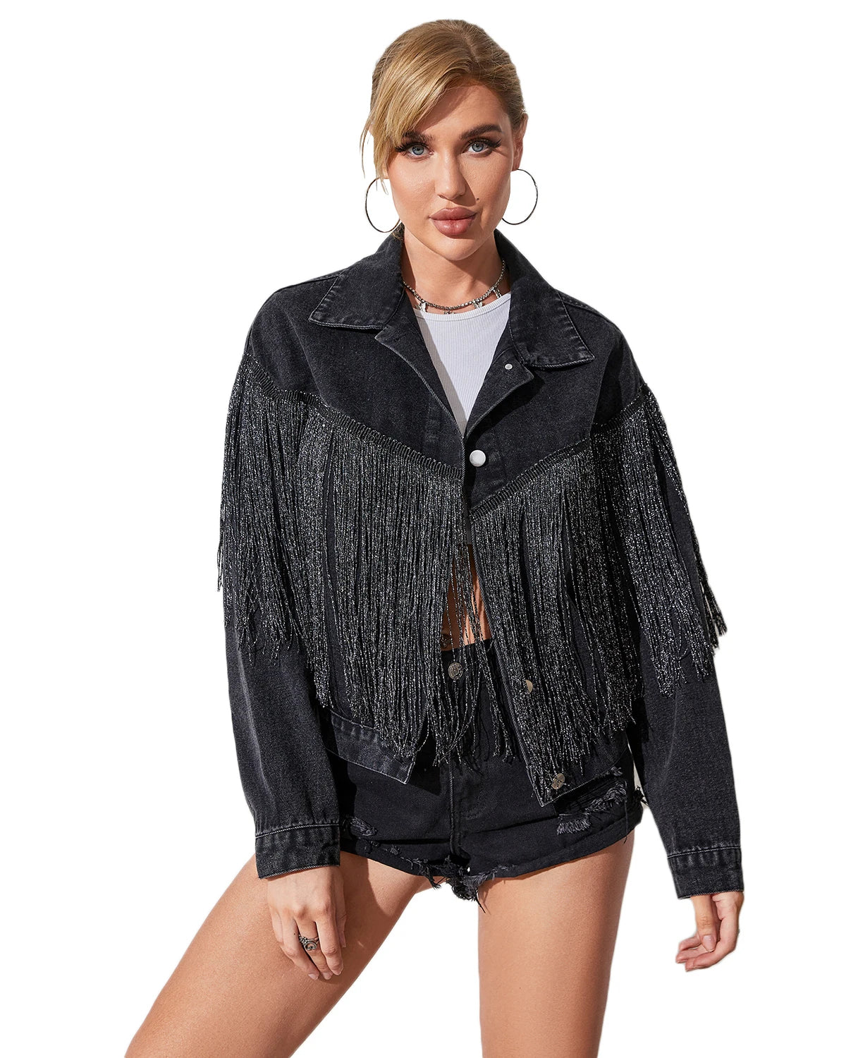 Autumn Breeze Vintage Tassel Denim Jacket