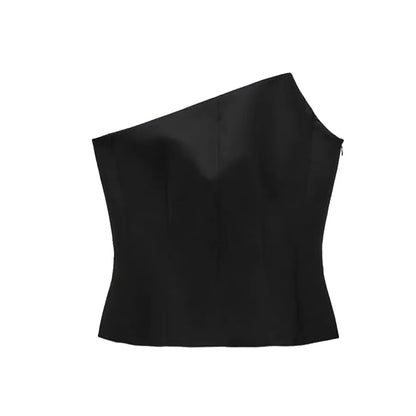 Zip Elegance Asym Corset Crop