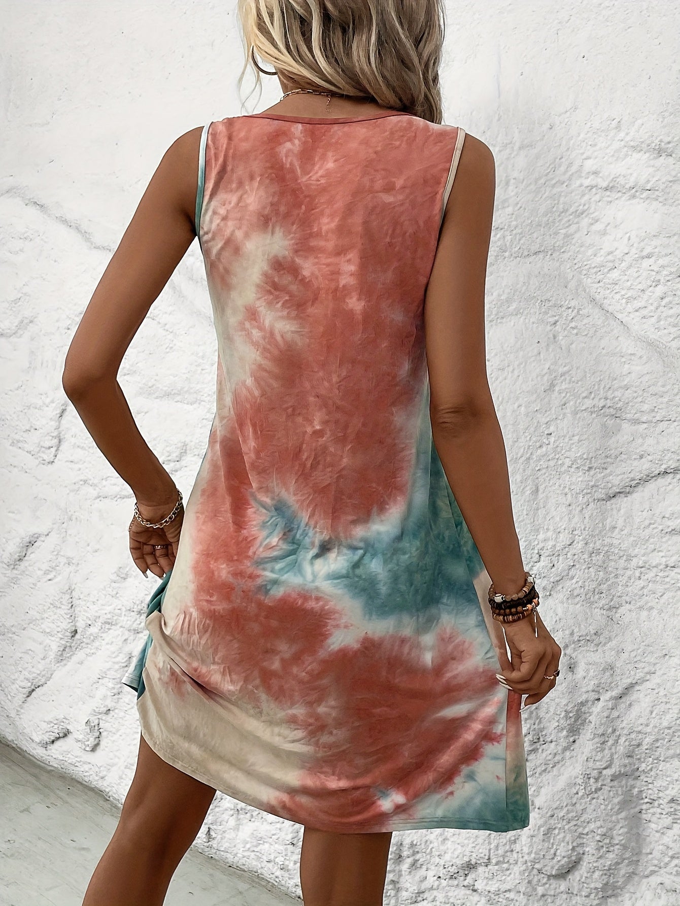 Vibrant Geometric Tie Dye Fitted To Impress Night Dress