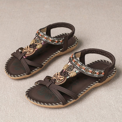 Women's Elegant Rhinestone Butterfly Flat Sandals