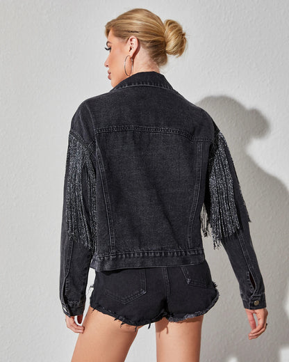 Autumn Breeze Vintage Tassel Denim Jacket