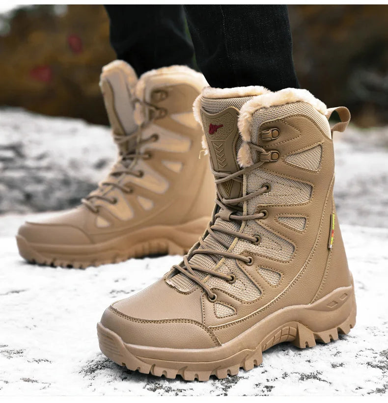 Moipheng Plus Size Mid-Calf Plush Winter Motorcycle Boots