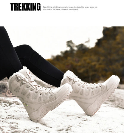 Moipheng Plus Size Mid-Calf Plush Winter Motorcycle Boots