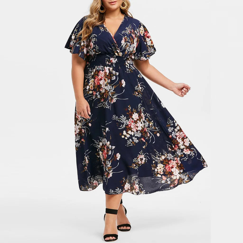 Plus Size Floral Boho Beach Dress