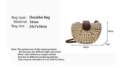 Chic Semicircle Rattan Crossbody Bag