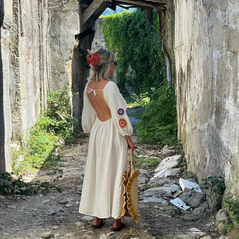 Elegant Linen Cotton Beach Dress