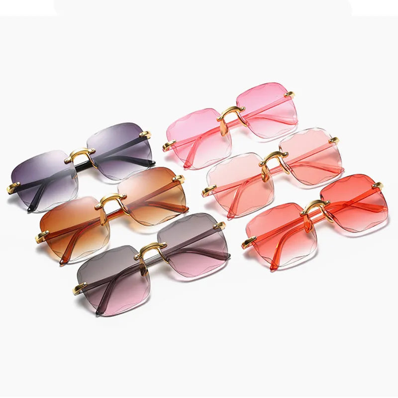 Elegant Rimless Gradient Sunglasses for Women UV400