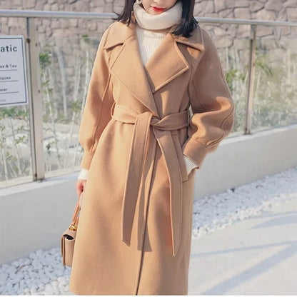 Women Thicken Wool Blend Elegant Overcoat