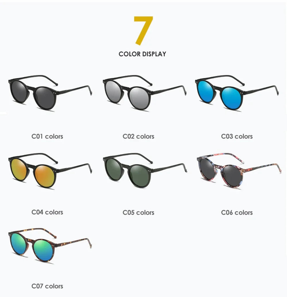 Retro Round Polarized Shades Unisex UV400