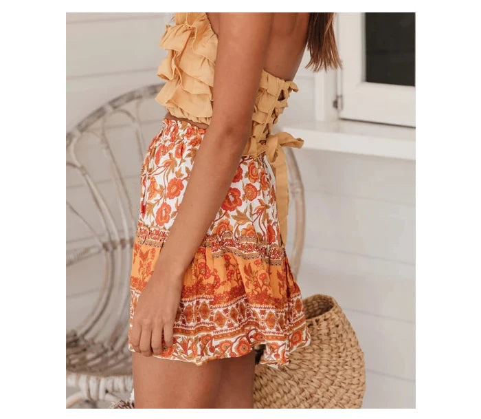 Summer Breeze Floral Ruffle Skirt