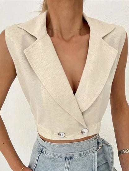 Minimalist V-Neck Crop Vest