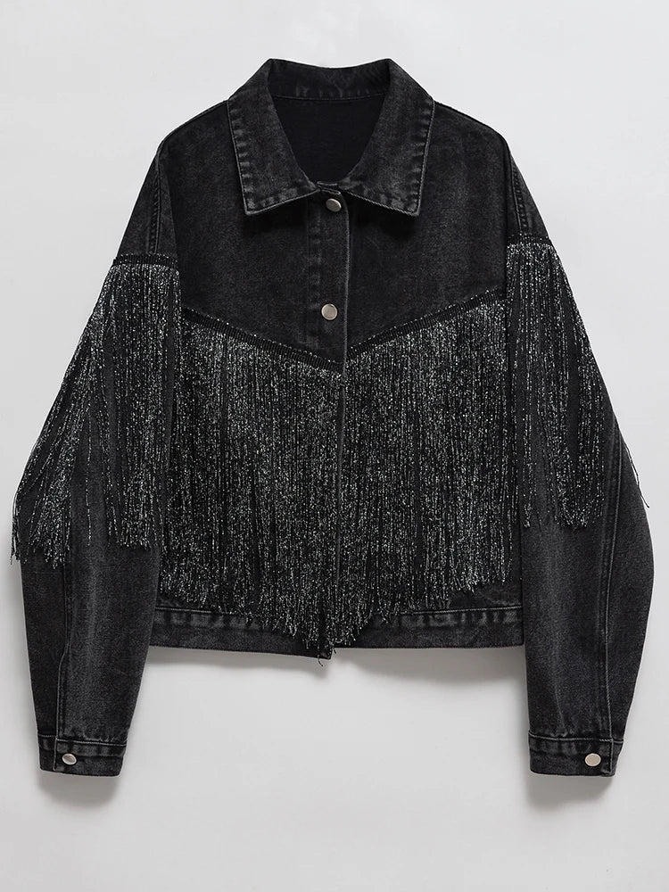 Autumn Breeze Vintage Tassel Denim Jacket