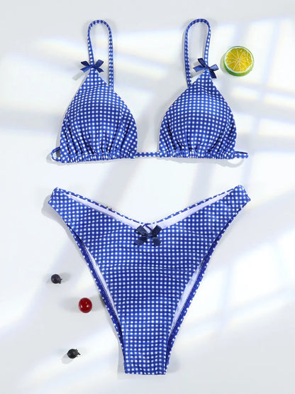 Trendy Plaid Triangle Bikini