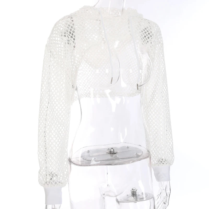 Urban Fishnet Hooded Crop Top