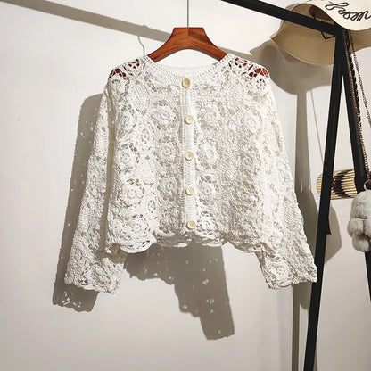 Elegant Lace Cotton Cardigan