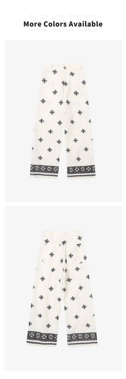 Fashionable Embroidered Linen Pants