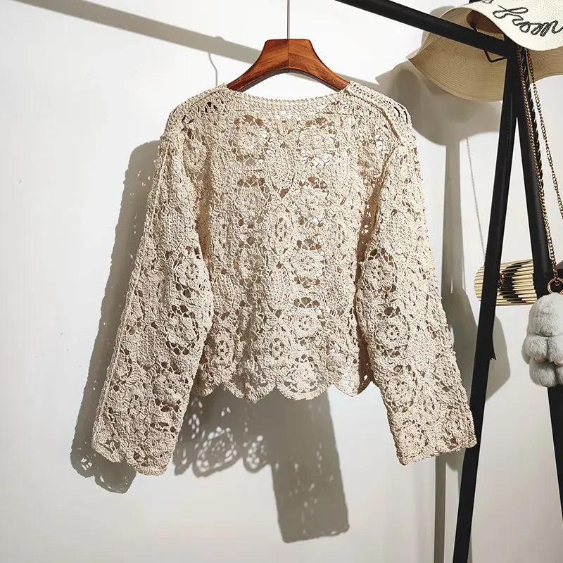 Elegant Lace Cotton Cardigan