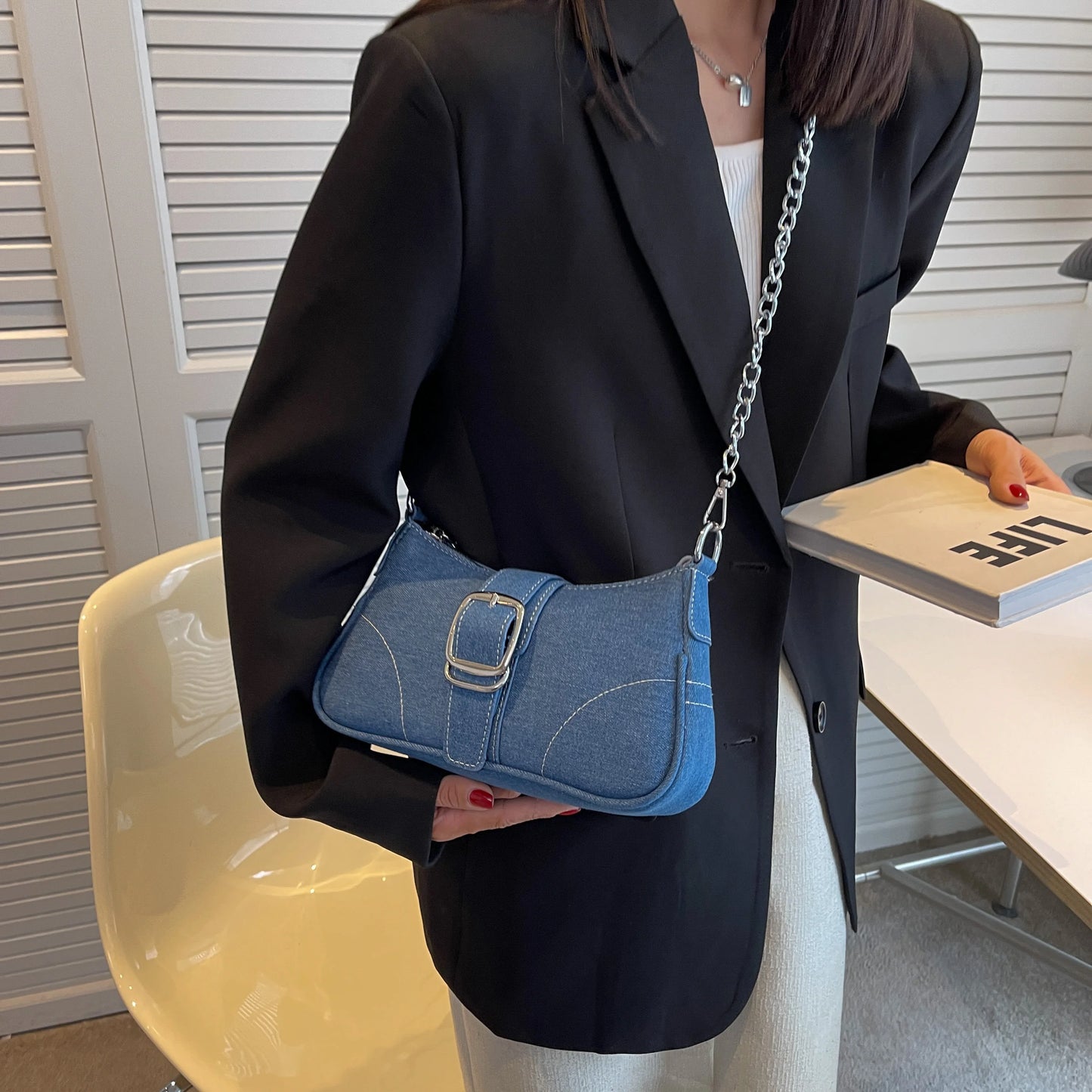 Trendy Mini Denim Crossbody Bag