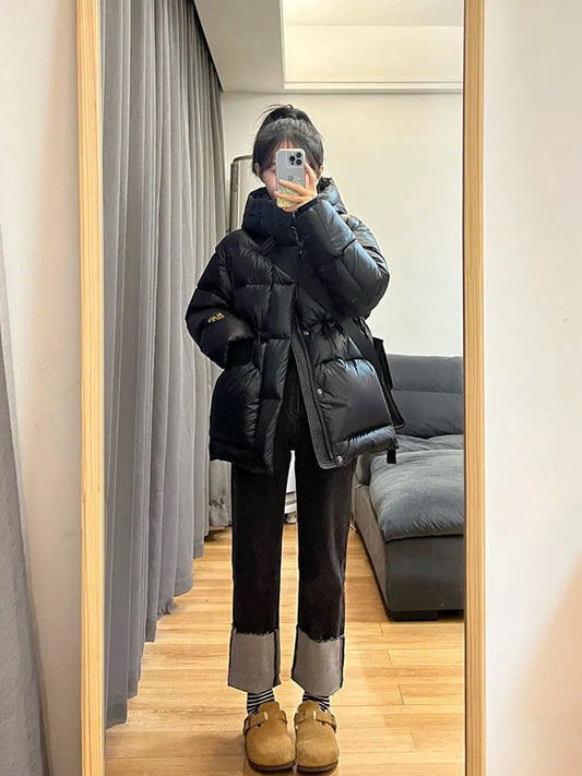 Women's Outerwear Korean Inspired Casual Black Puffer Jacket