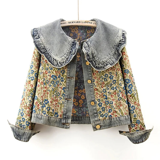 Stylish Short Cowboy Jacket with Embroidery