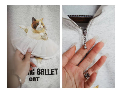 Trendy Stand Collar Cartoon Sweatshirt for Relaxed Style