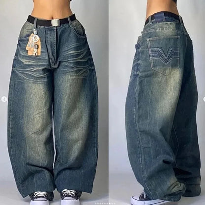 Retro Punk High Waist Wide Leg Jeans