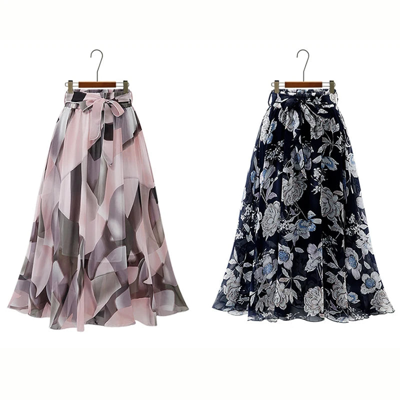 Plus Size Floral Chiffon Beach Skirt