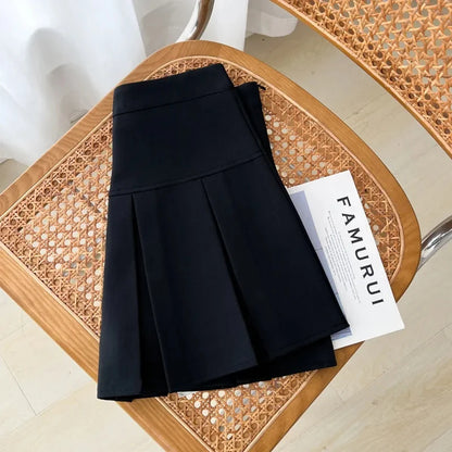 Grey Pleated Mini Skirt Slim Fit Summer Style Korean Edition