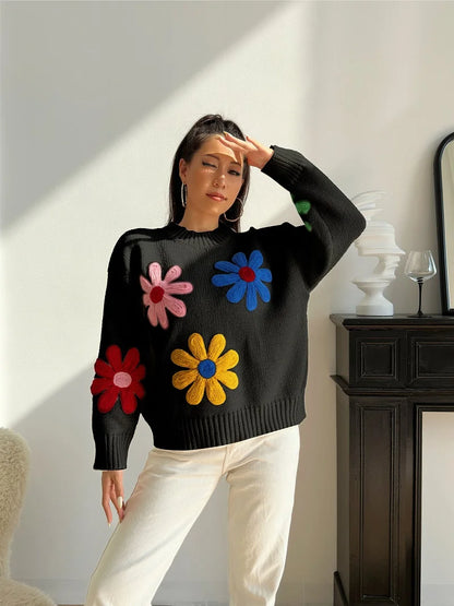 Floral Elegance Knit Sweater