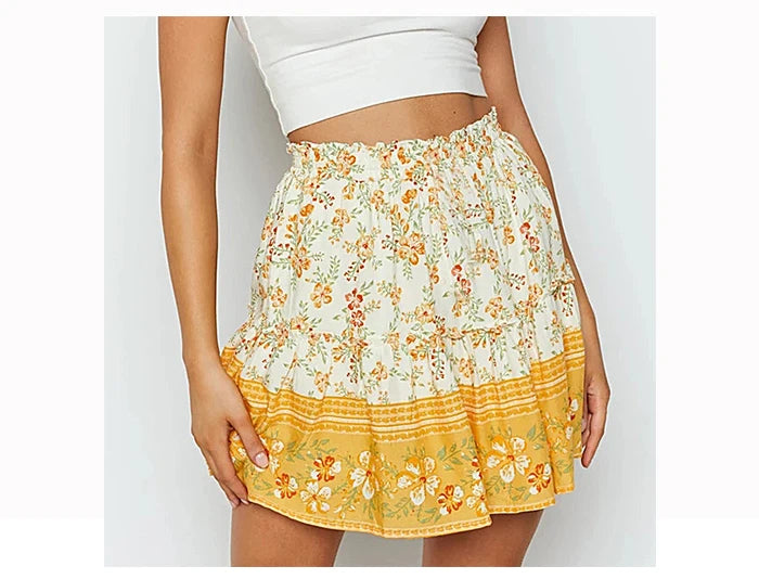 Summer Breeze Floral Ruffle Skirt