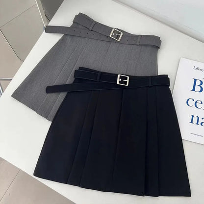 Classic Preppy Pleated Skirt High-Waist A-Line for Women