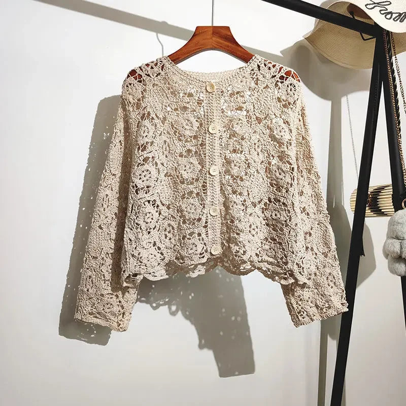 Elegant Lace Cotton Cardigan