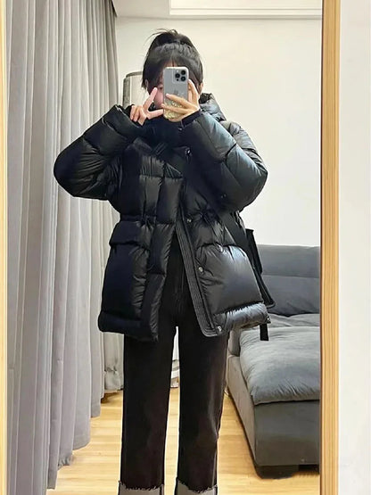 Women's Outerwear Korean Inspired Casual Black Puffer Jacket