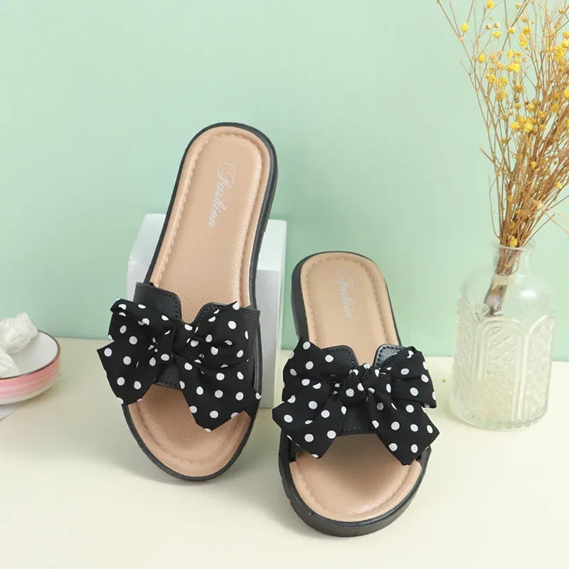 Wave Dot Bow Knot Summer Flip Flops