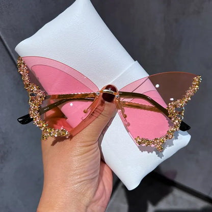 Elegant Rimless Diamond Butterfly Shades for Ladies