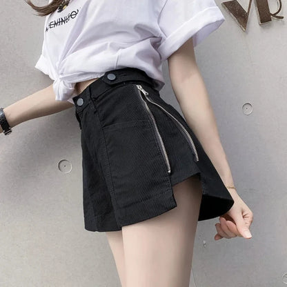 Trendy High Waist Zipper Jean Shorts for Women