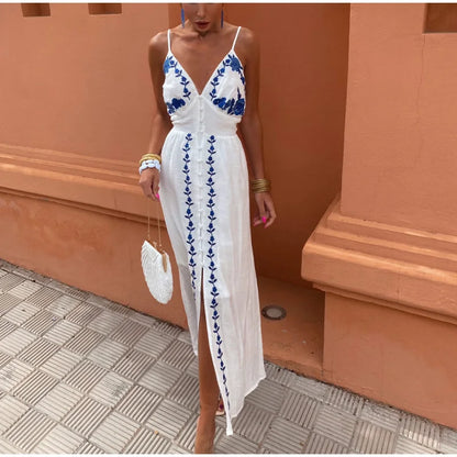 Chic Printed Split Maxi Dress