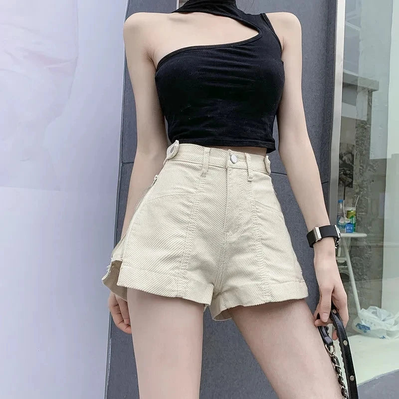 Trendy High Waist Zipper Jean Shorts for Women