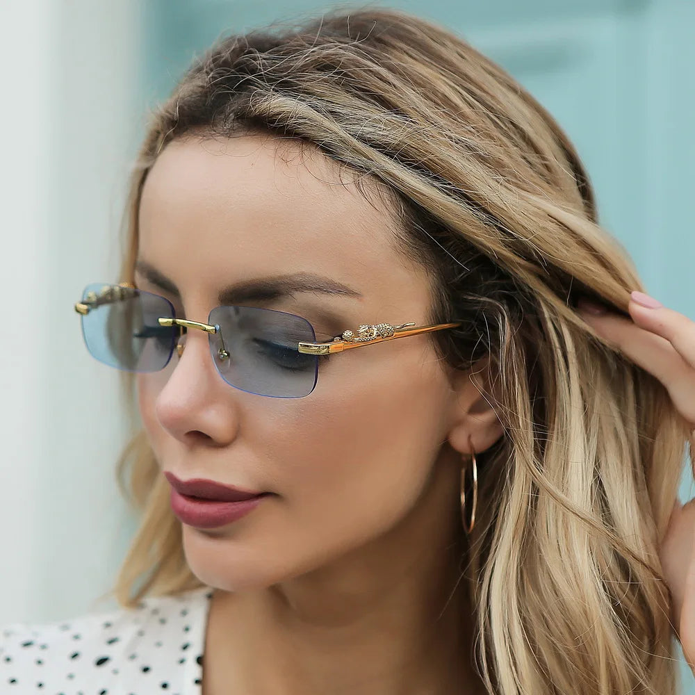 Chic Rimless Leopard Sunglasses for Men & Women