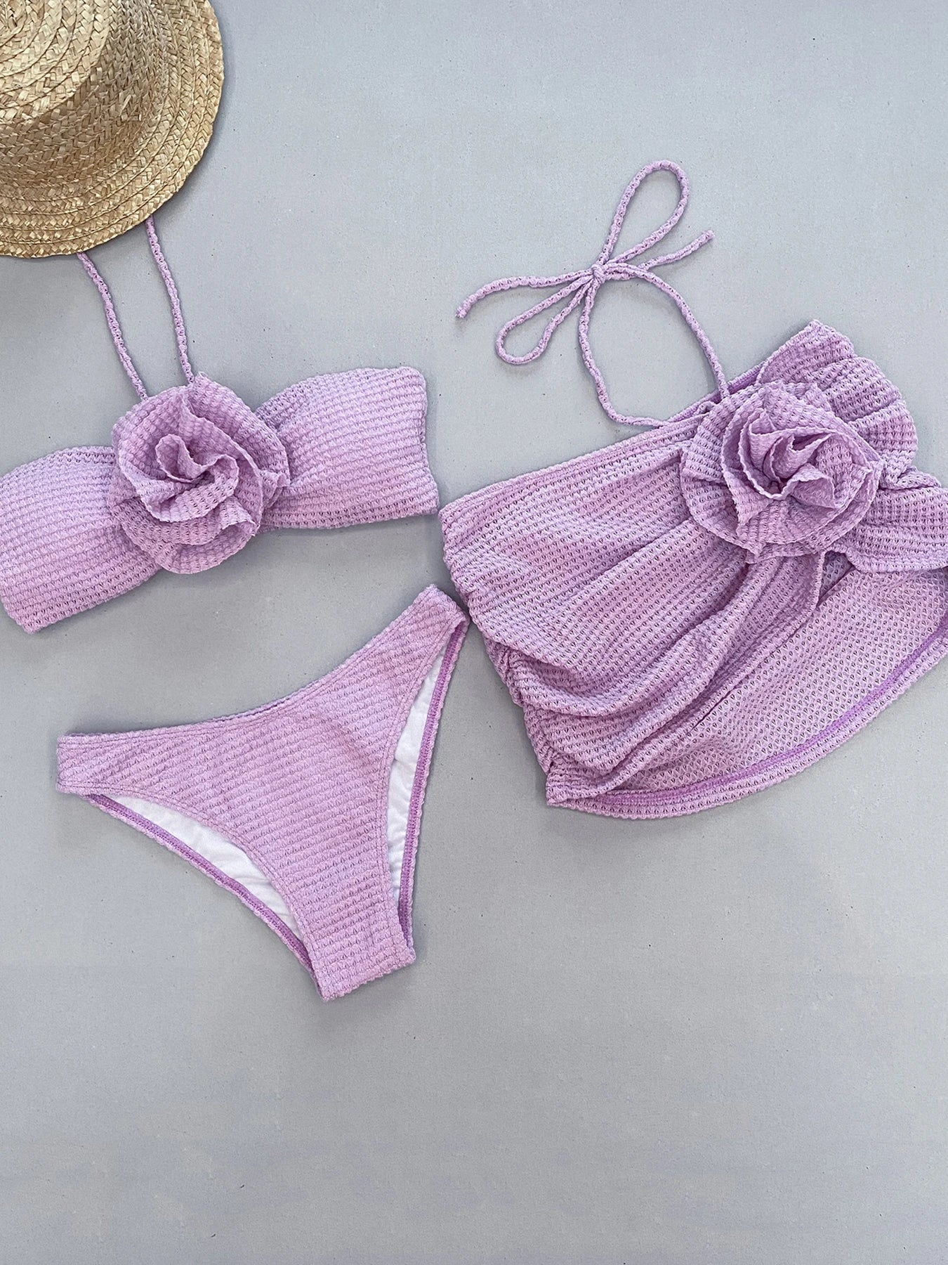 Blooming Crochet Mesh Bikini Set