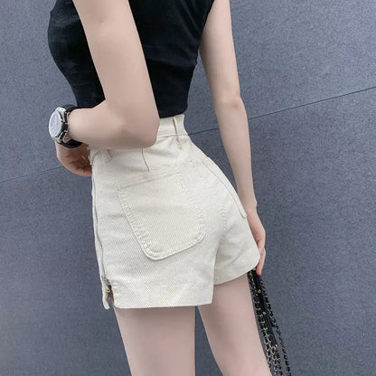 Trendy High Waist Zipper Jean Shorts for Women