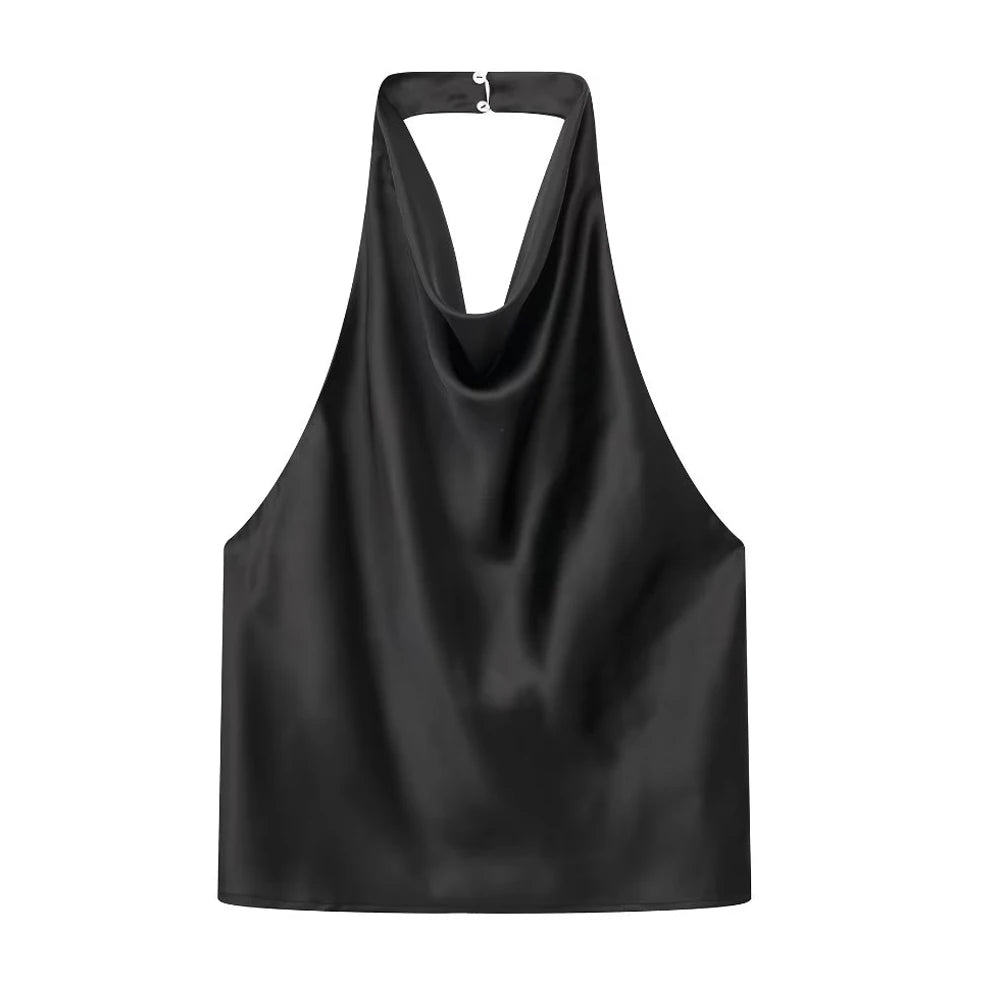 Chic Satin Backless Halter Top