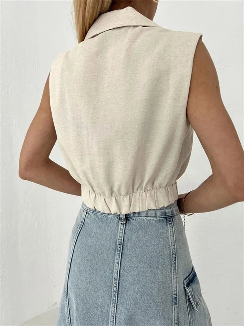 Minimalist V-Neck Crop Vest