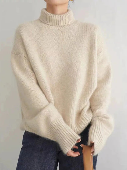 Luxe Cashmere Turtleneck Relaxed Fit Sweater for Fall & Winter