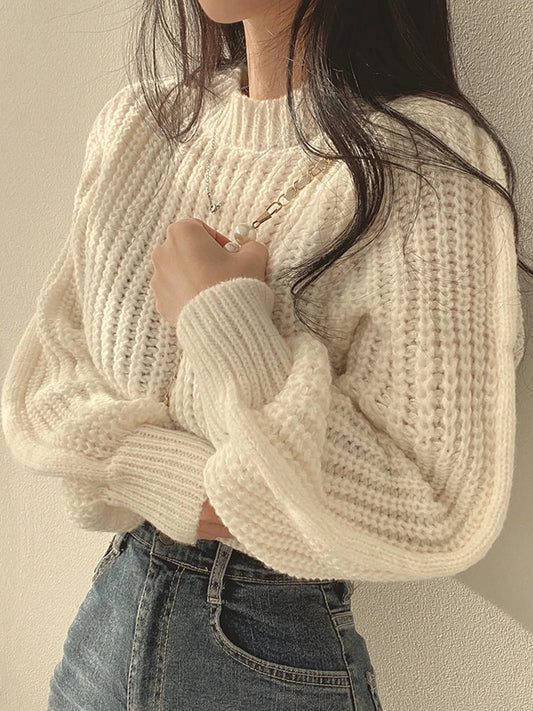 Autumn Korean Lantern Sleeve Sweater