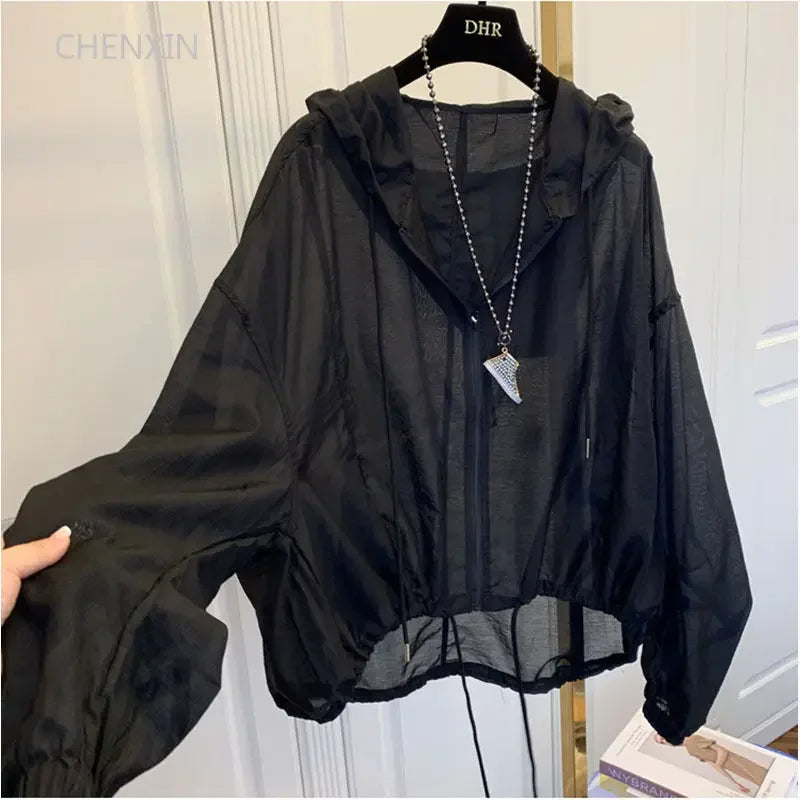 Transparent Hooded Zipper Coat