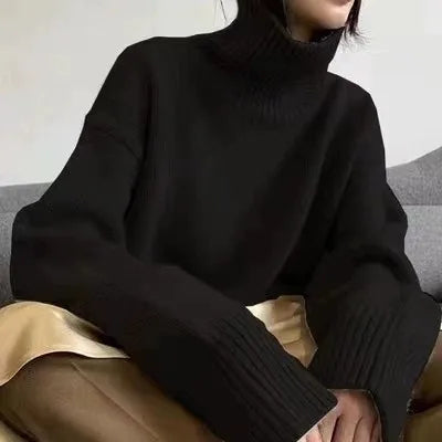 Luxe Cashmere Turtleneck Relaxed Fit Sweater for Fall & Winter