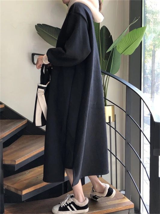 Cozy Oversized Turtleneck Sweater Dress Long Sleeve Knitted Maxi