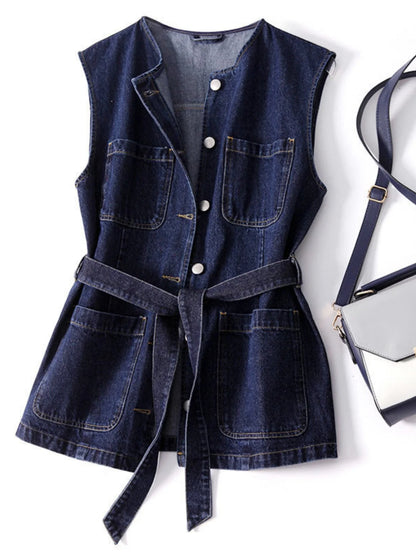 Trendy Sleeveless Denim Vest